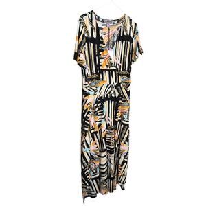 BY Design Maxi Dress Floral Print Short Sleeve Wrap V-Neck Multicolor Size L NWT